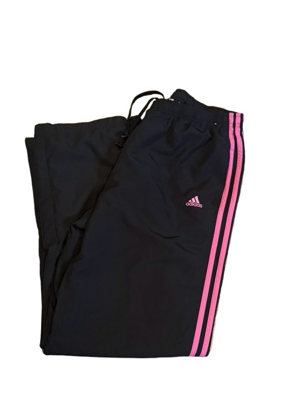 Y2K adidas Black track-pants with Pink Triple Stripes